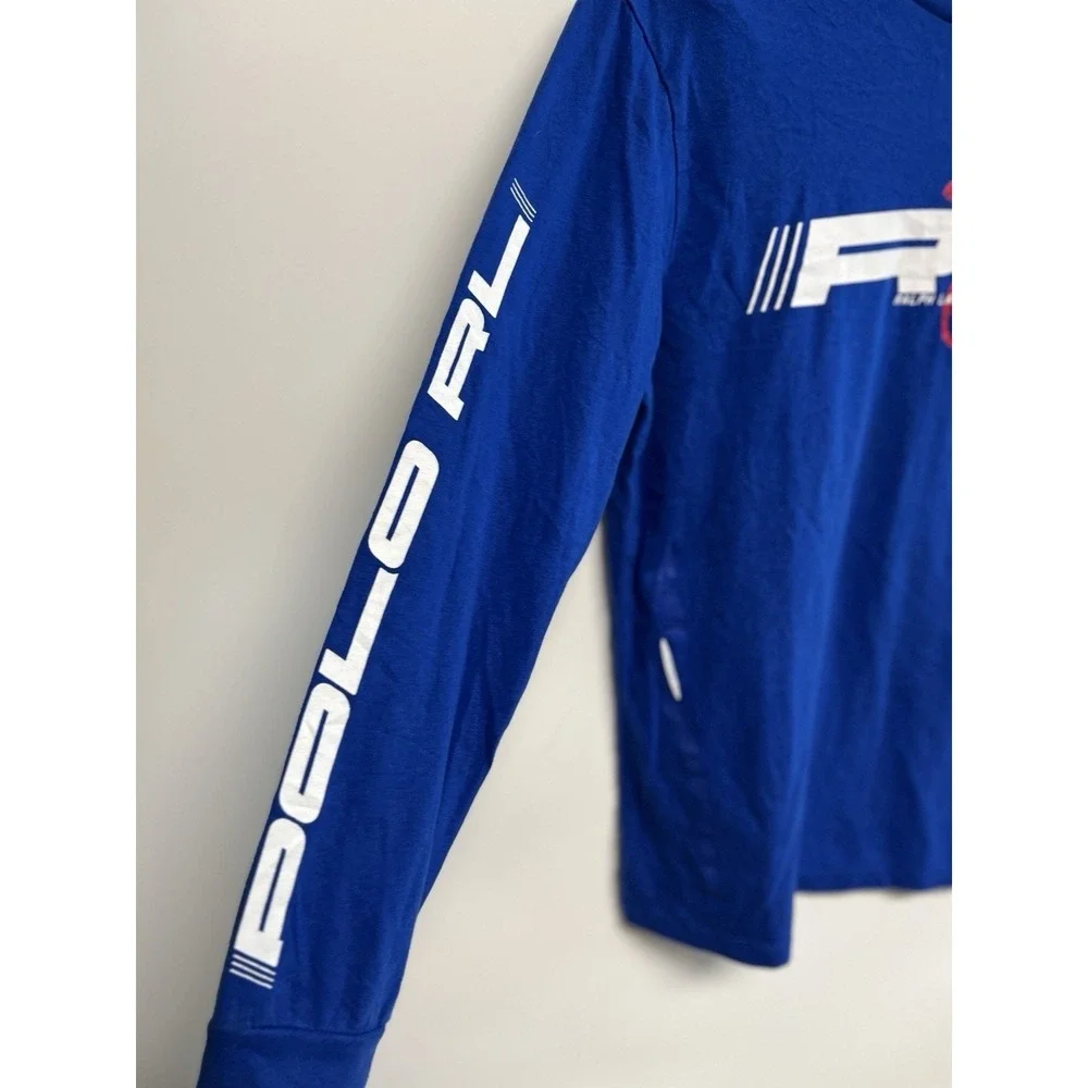 Polo Ralph Lauren Boys Large Blue Spell Out Preppy Streetwear Long Sleeve School